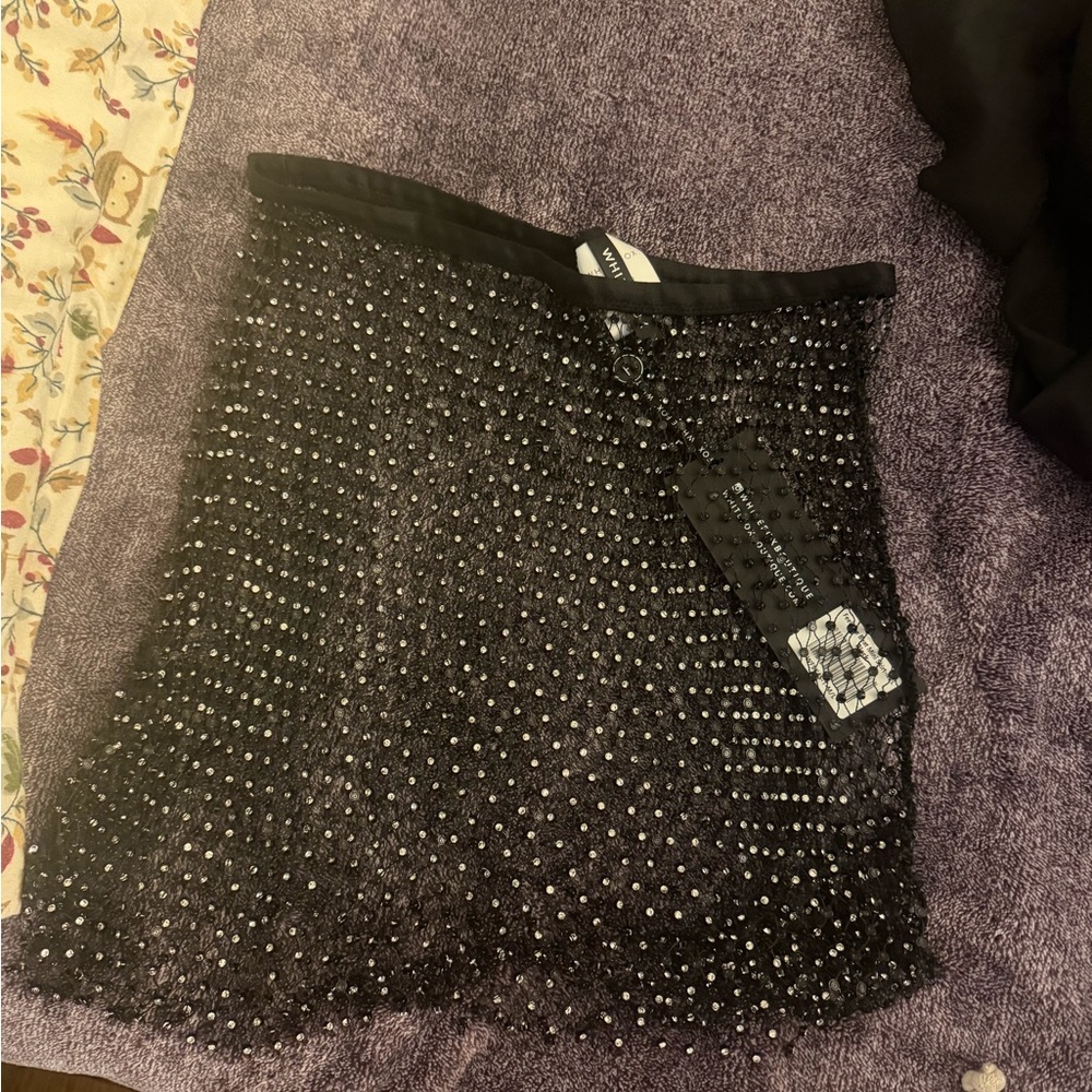 Black Beaded Mini Skirt
